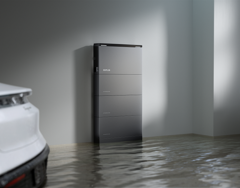 EcoFlow thuisbatterij en omvormer installatie voor energieopslag in woning